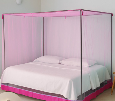 CoverCraze Cotton Adults Washable INSECT AND MOSQUITO PROTECTION NET Mosquito Net(Pink, Bed Box)