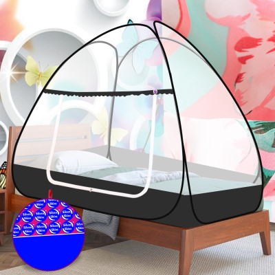 NM CREATION Polyester Adults Washable Extra Mosquito Protection SINGLE BED Foldable Washable Mosquito Net Mosquito Net(Black, Tent)