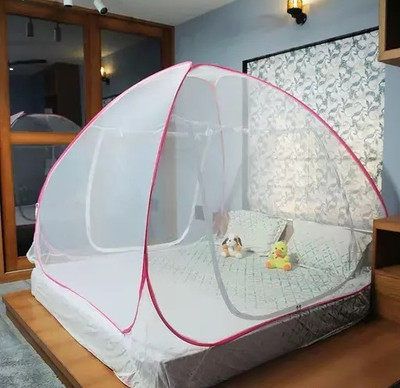 EVETIS DOUBLE\QUEEN\KING BED MOSQUITO NET TENT FOR ADULTS (Pink).,. Polyester Washable Adults Mosquito Net(White & Pink, Tent)