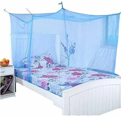 MINIKIDZ HDPE - High Density Poly Ethylene Adults Washable Double Bed (7X7 Feet) Mosquito Net(Blue, Tent)