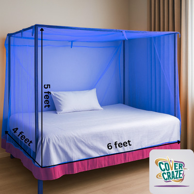 CoverCraze Cotton Adults Washable INSECT PROTECTION NET Mosquito Net(Blue, Bed Box)