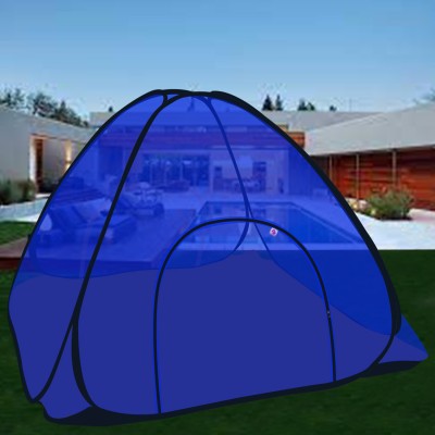 ShreejiHuf Polyester Adults Washable Extra Mosquito Protection King Size Foldable Multi color Machardani Mosquito Net(Blue, Tent)