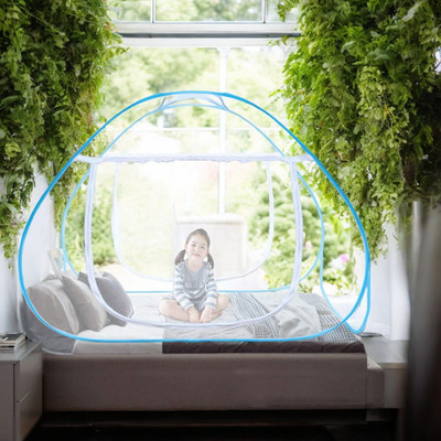 SIFRA Polyester Adults Washable Mosquito Net, Polyester Foldable King Size Bed Mosquito Net(Blue, Tent)