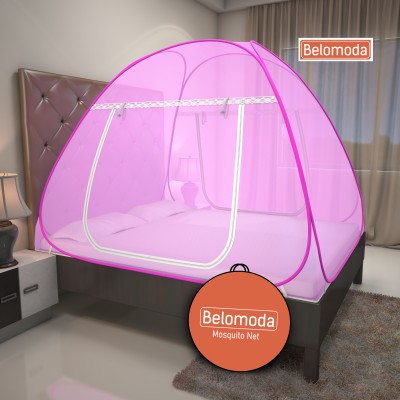 BELOMODA Polyester Adults Washable Premium 6.5*6.5 Feet Machardani,Strong, Durable,King Size Double Bed Mosquito Net(Full Pink, Tent)