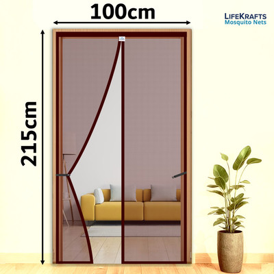 Lifekrafts Auto-Closing Magnetic Door Polyester Washable Adults Mosquito Net(Brown-215*100cms, Frame Hung)