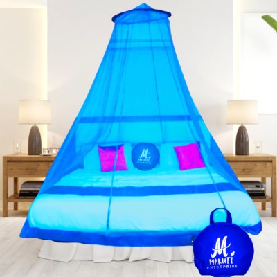 Maruti Enterprise Polyester Adults Washable Double bed (Round) Mosquito Net(Sky Blue, Ceiling Hung)