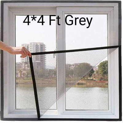 lkg enterprises Polyester Adults Washable LKG 4*4 GREY WIN NET Mosquito Net(4*4 grey, Frame Hung)