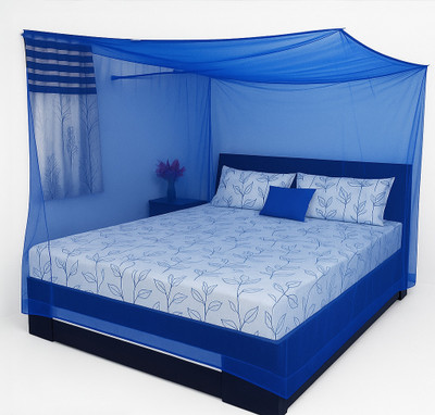 ali Cotton Adults Washable Mosquito Net 8x8 ft XXL Size Bed Net Dark Blue Heavy Quality Polyester Soft Net Mosquito Net(Dark Blue, Bed Box)