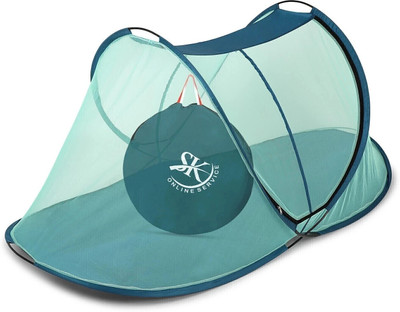A.R. Emporium Polyester Adults Washable Polyester Adults Single Bed Foldable Mosquito Net, Macchardani with Cloth base Mosquito Net(Green, Tent)