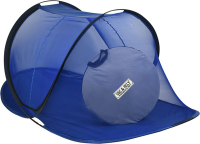 WARFANI Polyester Adults Washable Polyester Adults Folding Single Bed Mosquito Net(Blue, Bed Box)