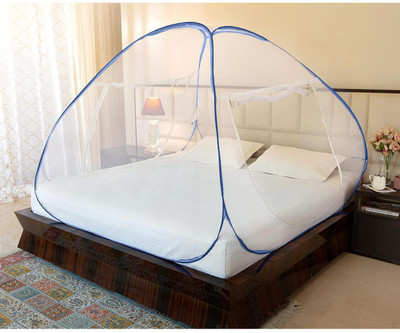 Hitech Polyester Adults Washable Double Bed King Size Bed Machardani Mosquito Net(Blue, Tent)