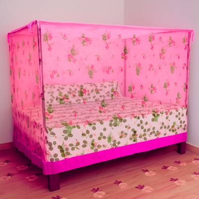 RN ENTERPRISE Polyester Adults Washable Light Pink 6x7 Mosquito Net(Light Pink, Bed Box)