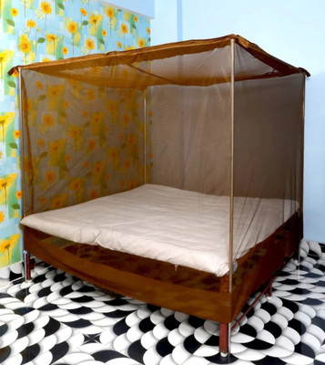 Mehon Craft Mosquito Net For Double Bed Marchadani KHAKI Polycotton Net (Size-6x7) Cotton Washable Adults Mosquito Net(Brown, Tent)