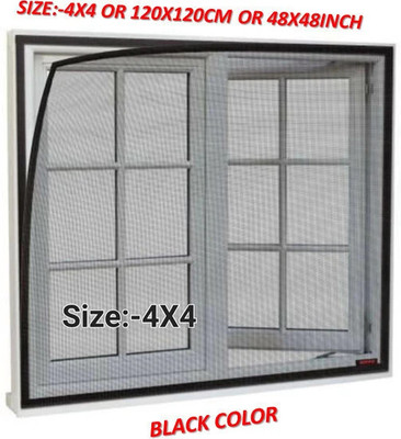BLEMY WINDOW 4X4 HDPE - High Density Poly Ethylene Washable Adults Mosquito Net(Black, Frame Hung)