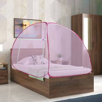 SILVER SHINE Polyester Adults Washable Mosquito NetPolyester Foldable for Single Bed Pink Color Tent Mosquito Net(Pink, Tent)