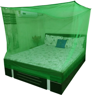Neruti Enterprise Polyester Adults Washable Double bed ( 6*6.5 ) Square Mosquito Net(Green, Bed Box)