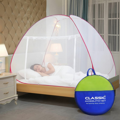 Classic Mosquito Net (LBH- 200*120*130 cms) Foldable Net for Single Bed Polyester Washable Adults Mosquito Net(Pink, Tent)
