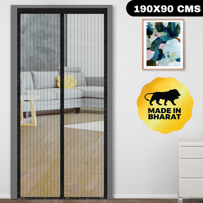 Classic Mosquito Net Polyester Adults Washable (190 cm X 90 cm, Black) Magnetic Screen Polyester Door Net with Full Frame Hook&Loop Mosquito Net(190x90-Black-Poly, Frame Hung)