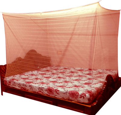 Mehon Craft Cotton Adults Washable Mosquito Polycotton Jhiikjhyak Net (Size 6x7-ft) Mosquito Net(Orange, Bed Box)