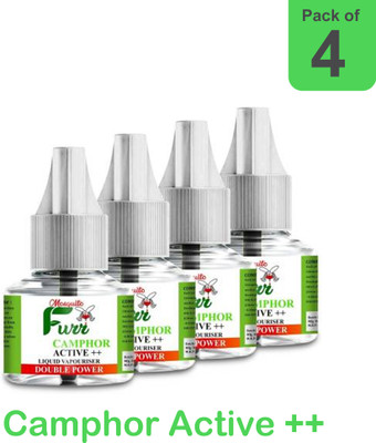 Mosquito Furr Camphor Active plus Vaporiser Refill,Extra Power, Pack of-4 Mosquito Vaporiser Refill(4 x 45 ml)