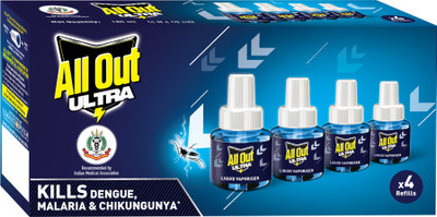 All Out 380891 Mosquito Vaporiser Refill(4 x 45 ml)