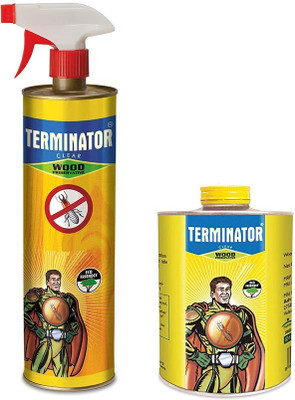 Terminator Termite Killer Wood Protector 500ml Spray + 250ml Refill + Masking Tape - 3 Pcs(2 x 375 ml)