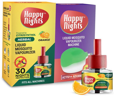 SHADOW HAPPYNIGHTS Mosquito Repellent Orange Eucalyptus Oil Based Liquid Vaporizer With Machine Mosquito Vaporiser(1 Unit 1 Refill)