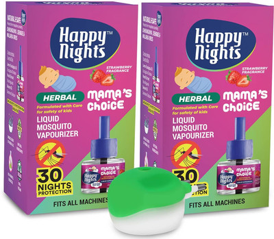 SHADOW HAPPYNIGHTS Strawberry Eucalyptus Oil Based| Long-lasting Refill Mosquito Vaporiser(1 Unit 2 Refill)