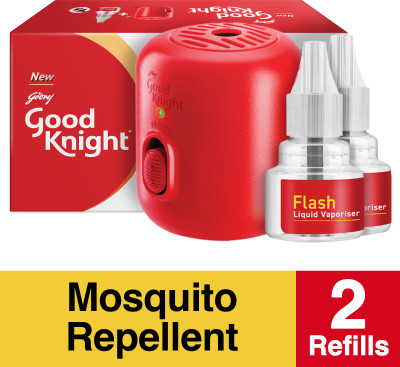 Good Knight Gold Flash Repellent Combo - Machine + Refills, Liquid Mosquito Vaporiser(1 Unit 2 Refill)