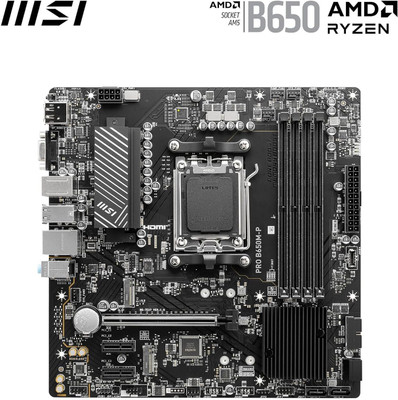 MSI PRO B650M-P Micro-ATX - Supports AMD Ryzen 7000, AM5 - DDR5 AM5Socket Micro-ATX AMD B650 Chipset DDR5 Motherboard for Desktop