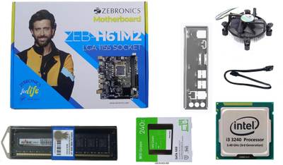 ZEBRONICS H61M2 240GB WD SSD 8GB starlite DDR3 RAM with CORE i3