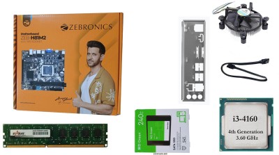 ZEBRONICS H81M2+240GB WD SSD + 4GB starlite DDR3 RAM with CORE i3 4Th GEN CPU Combo set Motherboard