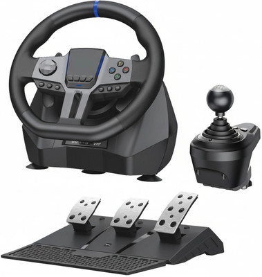 Playtastic V9 Gen2 Universal Game Steering Wheel with Shift Pedals & 6+R Gear Lever  Motion Controller(Black, For PS2, PC, PS3, PS4, Xbox)