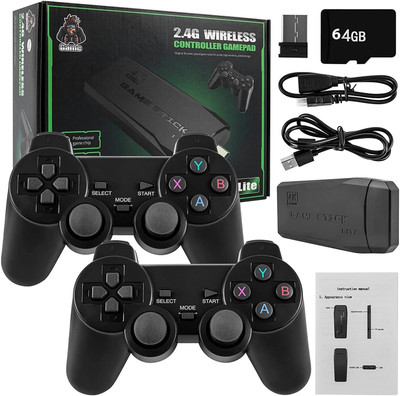 AJ FreshVibes Retro Game Stick 2.4G Wireless Classic Video Game Portable Handheld Gaming Console(Black)