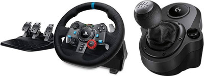 Logitech G29 Driving Force Racing Wheel Floor Pedals With Shifter  Motion Controller(Black, Dual&Motor Force Feedback, 900&Degree Rotation, Stainless Steel Shifters, For PS3, PS4, PS5, PC)