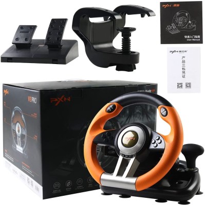 Hgworld PXN Game Racing Steering Wheel V3 Pro With Pedal For Switch / Xbox Series X | S  Motion Controller(Orange & Black, For PC, PS3, PS4, Xbox, Xbox One)