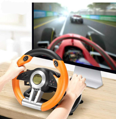 Clubics V3Steering Wheel and Pedals with Brake Pedal Set Car Racing Controller Game 12  Motion Controller(Orange, For PC, PS3, PS4, Xbox, Xbox One)