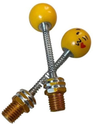 road religion Love-Themed Smiley Rearview Mirror Nut Cap – Stylish Motorcycle Fork Cover(Yellow)