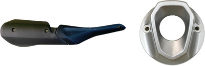 road religion Combo – Black Silencer Plate & Silver End Cap for R15 V4 Motorcycle Fork Cover(Black, Silver)