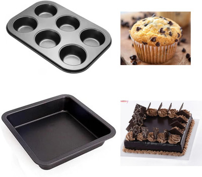 DRAPENZA Carbon Steel Cupcake/Muffin Mould 2(Pack of 2)