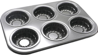 Dynore Aluminium Cupcake/Muffin Mould 6(Pack of 1)