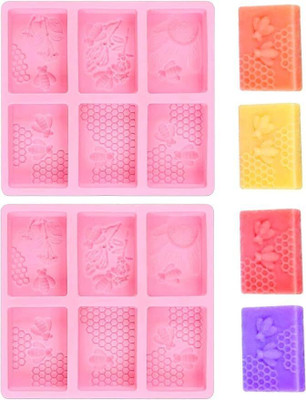 Hussain mart Silicone Chocolate Mould Skytail 6 Cavities Honey Bee Rectangle Shape Soap Mold Silicone Mould for Soap Making Chocolate Baking Brownies Muffin Truffles Cornbread Cheesecake Mousse Pudding Jelly DIY Candle Making Mould(Pack of 1)