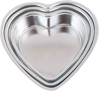 BLLUEX Aluminium Cake Mould Premium Quality Aluminium Heart Shape Cake Pan Baking Tray(Pack of 3)