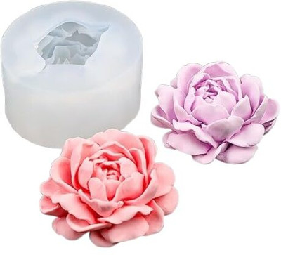 SKYTAIL Silicone Fondant & Gum paste Mould Skytail Peony Candle Mold for Candle Making 3D Silicone Mold for Resin Casting DIY Plaster Polymer Clay Home Decoration Wax Melts Valentine's Day Flower Bouquet Candle Party Gifts Molds Soap Making(Pack of 1)