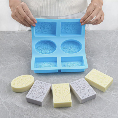 ADNMONITION Silicone Cupcake/Muffin Mould 6 Cavity Rectangle & Oval Soap Mould(Pack of 1)