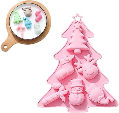 LEGACYCART Silicone Chocolate Mould LEGACYCART Christmas Silicone Chocolate Molds, Candy Baking Moulds, 3D Snowflake Cane Snowman Xmas Tree Gingerbread Man Santa Claus Gift Box Shape Mold for DIY Handmade Soap Candles Jello Fondant(Pack of 1)