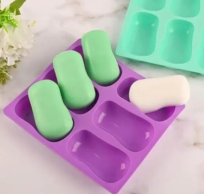 TP INCORP Silicone Cake Mould Silicone Soap Making Mold 6 Cavity Curved Oval Shape Mould for DIY Handmade Soaps Baking Chocolate Jelly Candle(Pack of 1)