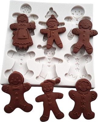 Hussain mart Silicone Chocolate Mould Skytail 6 Slot Gingerbread Man Silicone Mould 3D Christmas Molds for DIY Baking Chocolate Fondant Candy Cake Decoration Cupcake Topper Muffin Pudding Jello Mousse Candle Wax Melts Handmade Soap Gifts(Pack of 1)