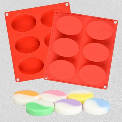 ADMONITION Silicone Cupcake/Muffin Mould 6 cavity oval shape soap mould / muffin mould / baking mould(Pack of 2)