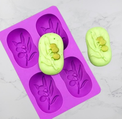 ADMONITION Silicone Cake Mould 4 Cavities Silicone Soap Mould Imprint Tree Leaves / Chocolate Baking Molds(Pack of 1)